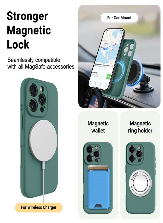OTOFLY Magnetic for iPhone 16 Pro Max Case,Compatible with Magsafe,Classic Liquid Silicone Mobile Phone Case,Integrated Camera Control Button,Anti-Scratch Microfiber Lining, Pine Green - Image 5