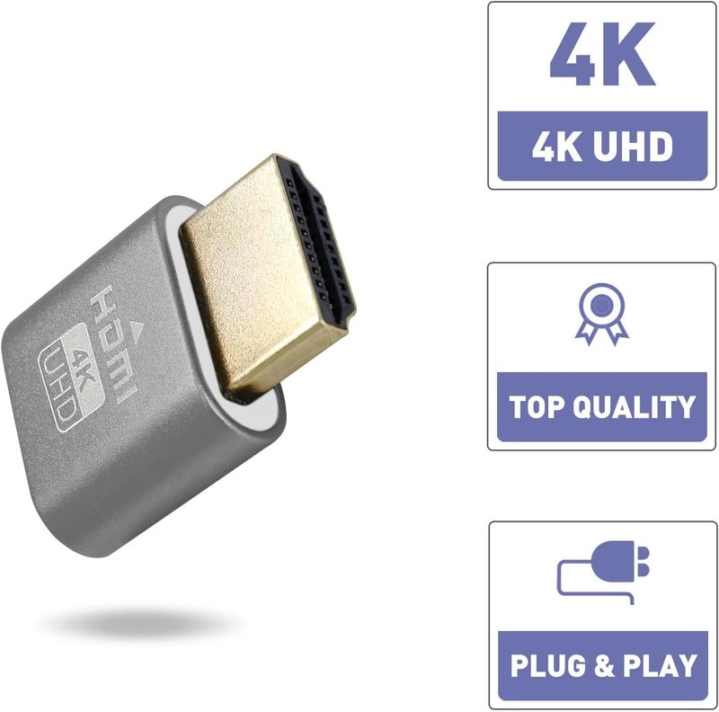 [3 Pack] 4K HDMI Dummy Plug, Virtual Monitor Display Emulator, 4K Display Emulator Supports up to 3840x2160@60Hz, 1080@120Hz, Headless Display Adapter Compatible with Windows Mac OSX Linux - Image 2