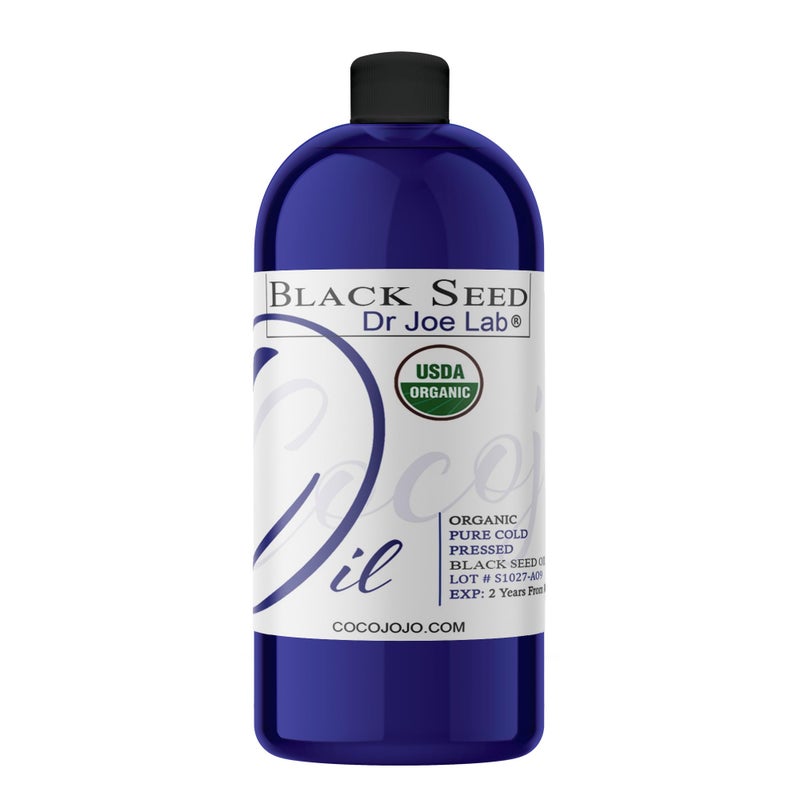 Dr Joe Lab Organic Black Seed Oil - 32 oz - USDA Certified Pure Cold Pressed Virgin Black Cumin Seed Oil Hair Skin Face Body Nails Locs - Packaging May Vary - Image 1