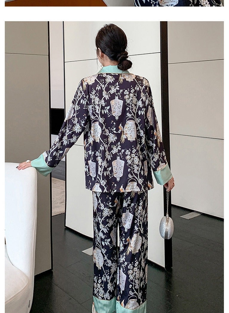 KUYING New Two-Piece Set Of Ice Silk Pajamas - Image 2