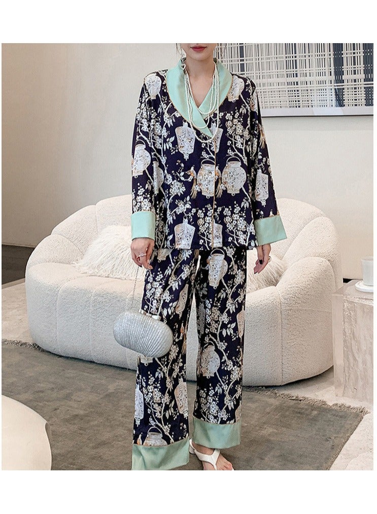 KUYING New Two-Piece Set Of Ice Silk Pajamas - Image 1