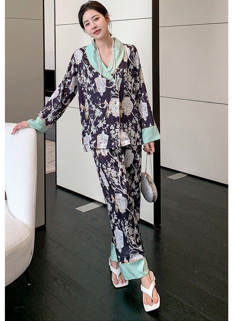 KUYING New Two-Piece Set Of Ice Silk Pajamas - Image 3