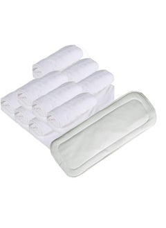 World Kids Diaper Inserts Reusable (Pack Of 10) Baby Washable Cloth Diaper Nappies Wet Free Inserts For Babies (5 Layer Insert Pad For Cloth Diapers) White