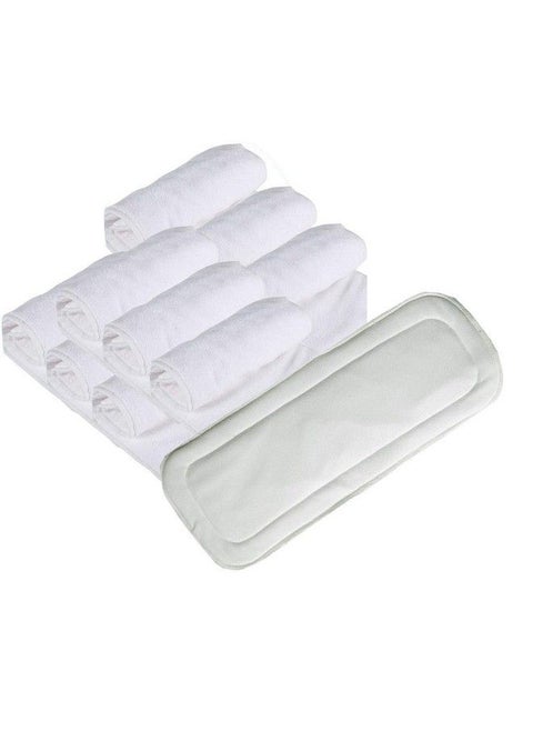 World Kids Diaper Inserts Reusable (Pack Of 10) Baby Washable Cloth Diaper Nappies Wet Free Inserts For Babies (5 Layer Insert Pad For Cloth Diapers) White