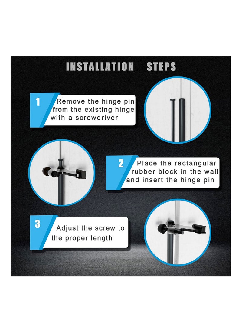 SYOSI - Hinge Pin Door Stopper Black, Adjustable Heavy Duty Hinge Pin Door Stop with Black Rubber Bumper Tips, Reduce Potential Damage Prevent Striking Wall Dents in Door Trim, Easy Installation(4 Pack ) - Image 1