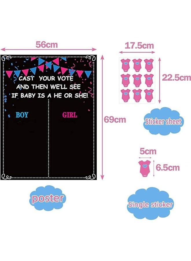 Arabest Baby Gender Reveal Voting Board,Party Kit with Decorations,Reusable,Durable Chalkboard Design,28 Pink,28 Blue Stickers - Image 4