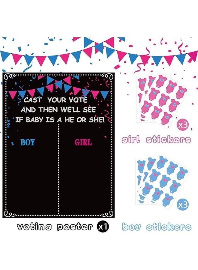 Arabest Baby Gender Reveal Voting Board,Party Kit with Decorations,Reusable,Durable Chalkboard Design,28 Pink,28 Blue Stickers - Image 2