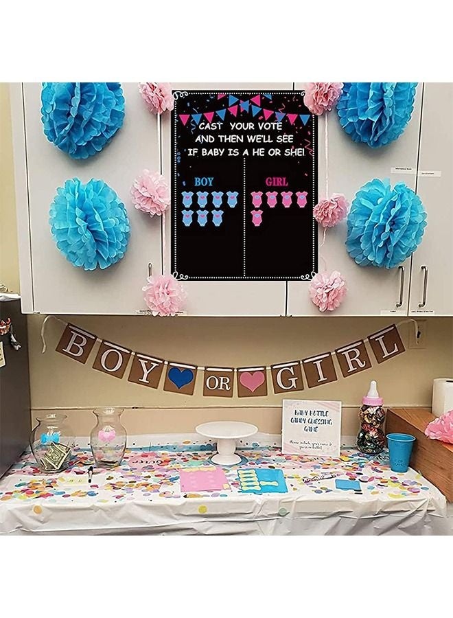 Arabest Baby Gender Reveal Voting Board,Party Kit with Decorations,Reusable,Durable Chalkboard Design,28 Pink,28 Blue Stickers - Image 5