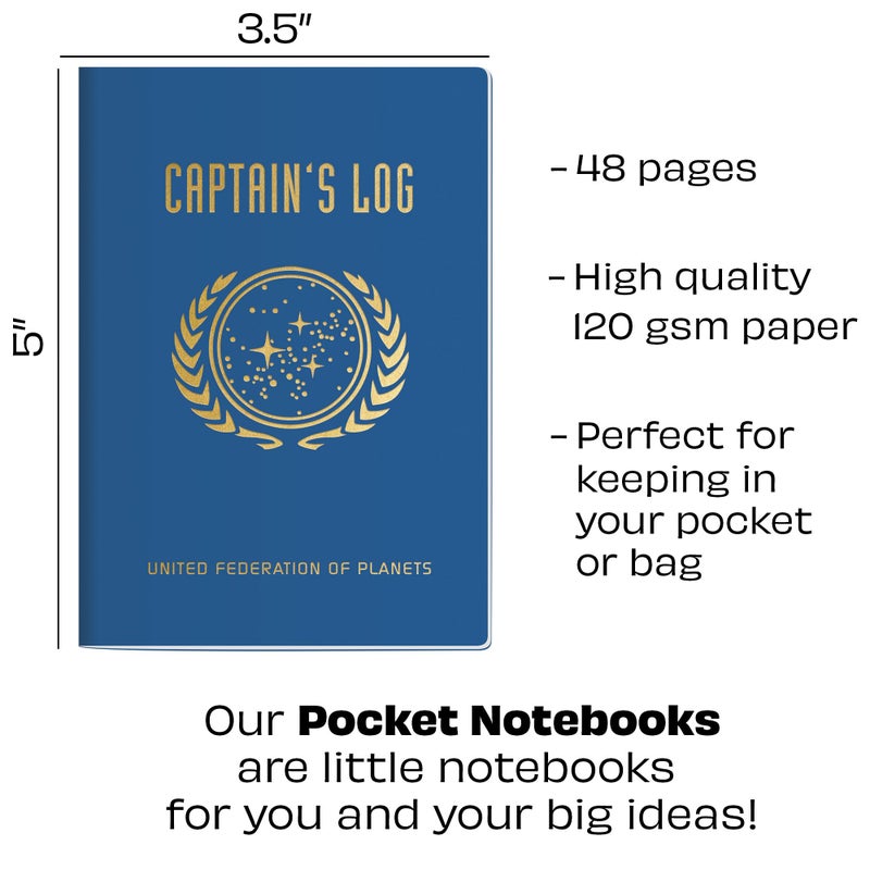 The Unemployed Philosophers Guild Star Trek Captain's Log Notebook - Officially Licensed Passport Sized Mini Pocket Notebook, 3.5" x 5" - Image 2