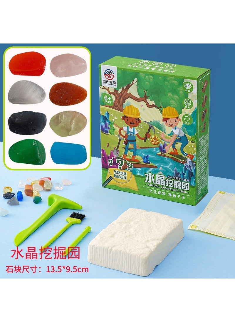 Kids Gem Excavation Toy Princess Bracelet Treasure Hunt KG8034 Archaeology Classroom-Digging Crystal [About 12-14] Sending Tools and Masks 