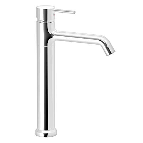 Pixaflo Brass Extended Hot & Cold Single Lever Basin Mixer Tall Boy with 24 inches Long Braided Hoses, Chrome (Florent) - Image 1