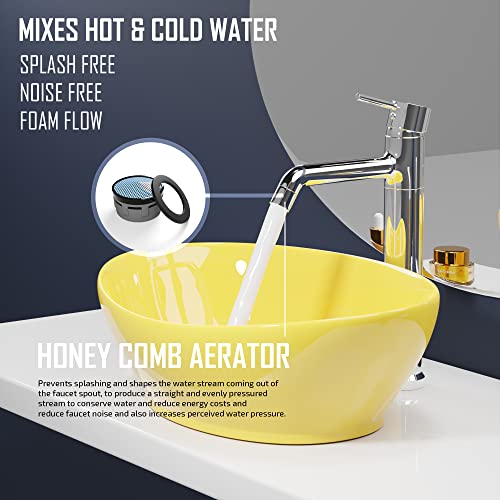Pixaflo Brass Extended Hot & Cold Single Lever Basin Mixer Tall Boy with 24 inches Long Braided Hoses, Chrome (Florent) - Image 4
