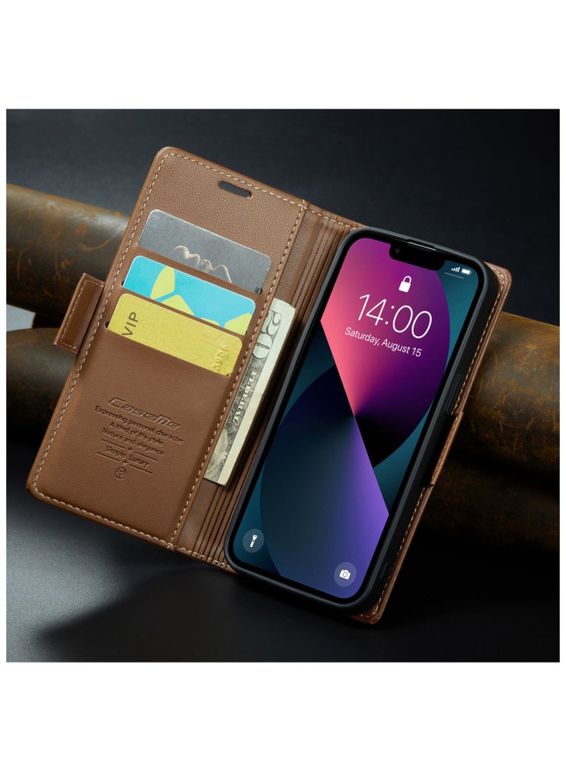 CaseMe Leather protective cover for iPhone 13 Brown - Image 3