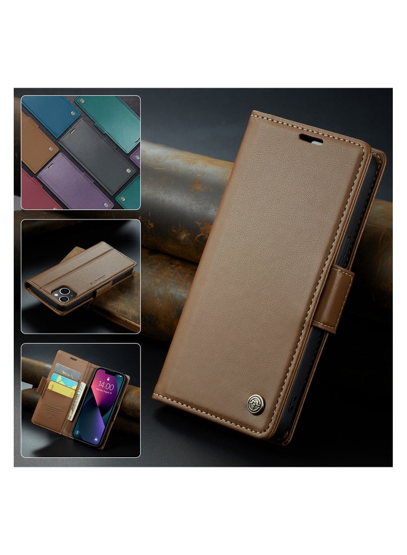CaseMe Leather protective cover for iPhone 13 Brown - Image 4