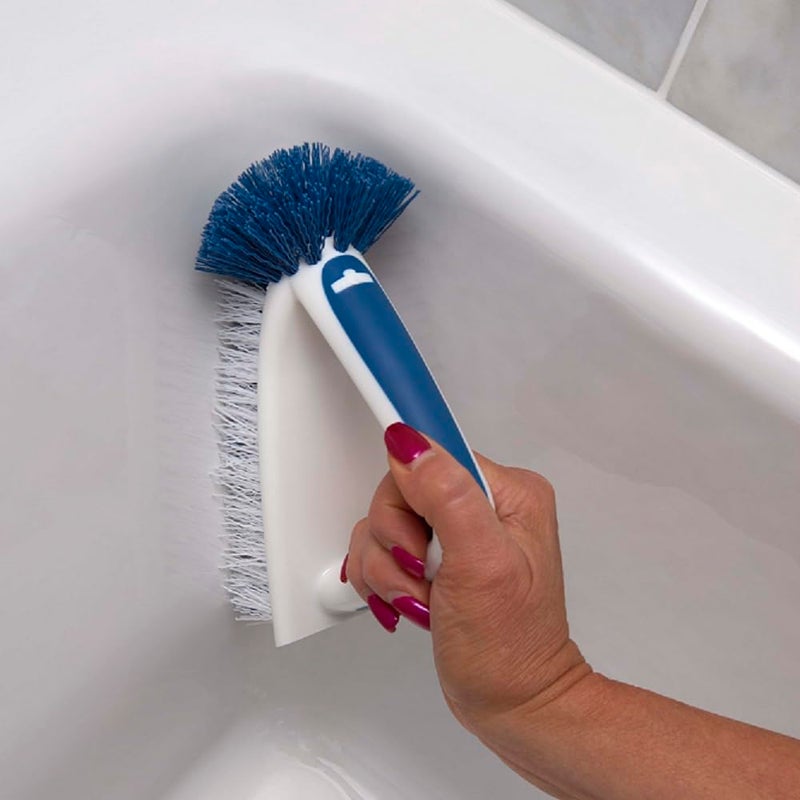 Unger 2-in-1 Bath and Tile Scrubber Brush Tool, Crevice Cleaning Supplies, Dishwasher Safe, Rounded Bristles for Bathroom Scrubbing, Great for Tile, Bathtubs, and Showers - Image 5