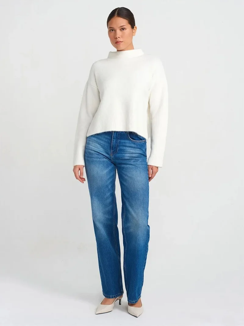 ديلفين Dilvin High-Waist Straight-Leg Cotton Jeans