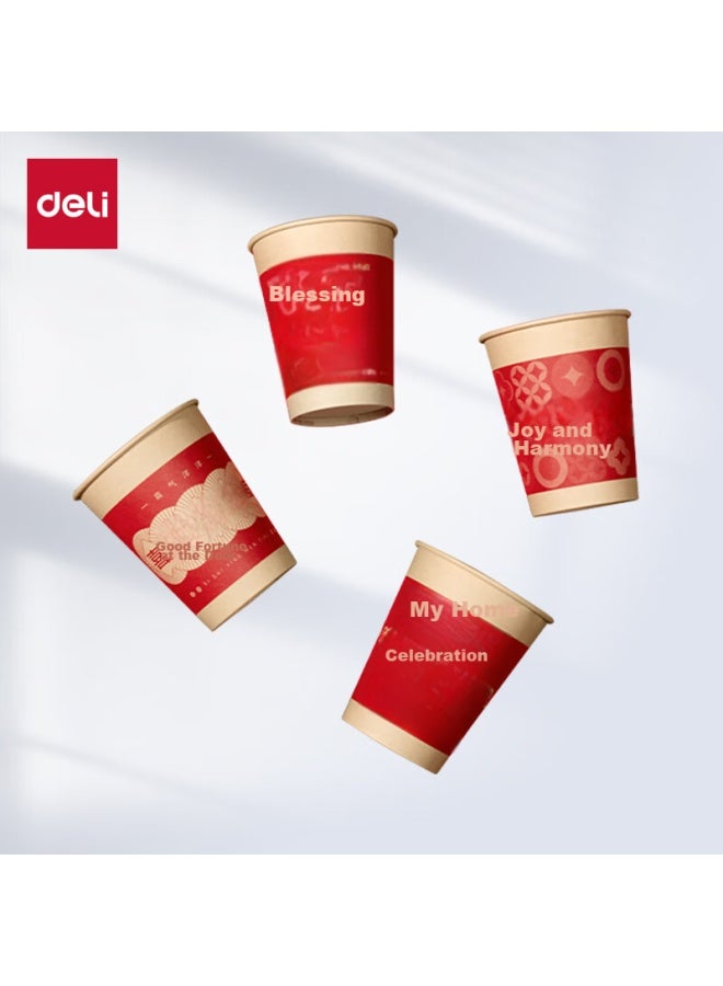 Deli Red Festive Thick Paper Cups/water Cups For Celebrations, Holidays, Banquets, And Gatherings - Fun Style Ll666 - Image 2