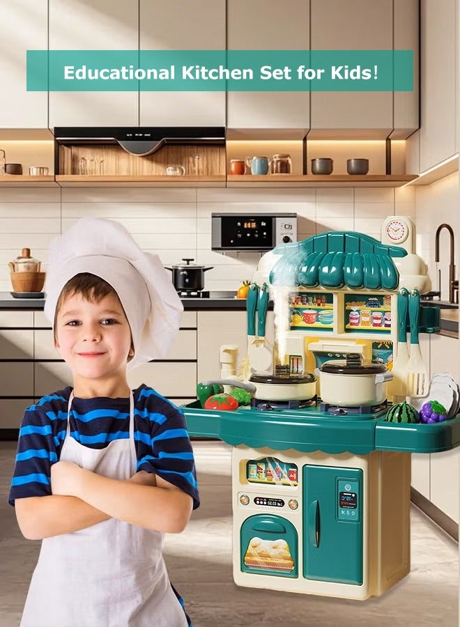 Kids Kitchen Playset,Pretend Kitchen Toy Set with Spray and Play Sink ,Indoor Outdoor Play Cooking Toys Include Stove Toy Pretend Play Food Accessories,Toddler Mini Kitchen Toy Set for Kids ages 3-8 Boys Girls, Green - Image 5