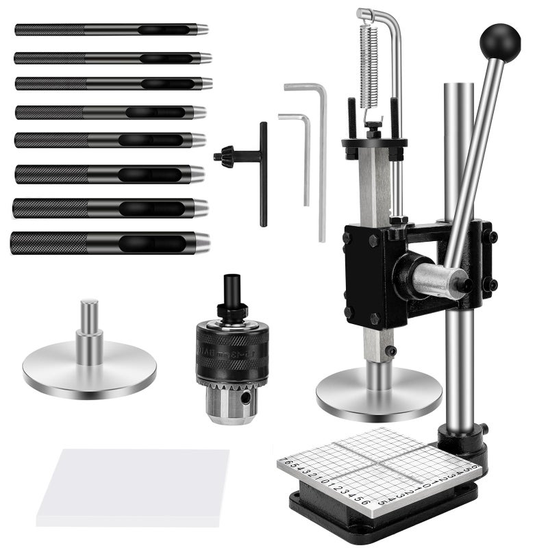 HONGYMA Leather Press Hole Puncher Leather Cutting Machine Hand Punching Machine for DIY Craft Punching Holes Cutting, Forming Pressing,Install Rivets and Snap Buttons - Image 1