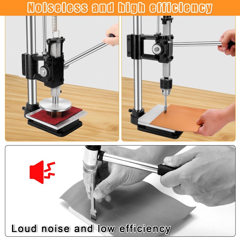 HONGYMA Leather Press Hole Puncher Leather Cutting Machine Hand Punching Machine for DIY Craft Punching Holes Cutting, Forming Pressing,Install Rivets and Snap Buttons - Image 3