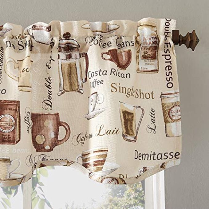 No. 918 Bristol Coffee Shop Semi-Sheer Rod Pocket Kitchen Curtain Valance and Tiers Set, 54" x 24", Ivory Off-White - Image 2
