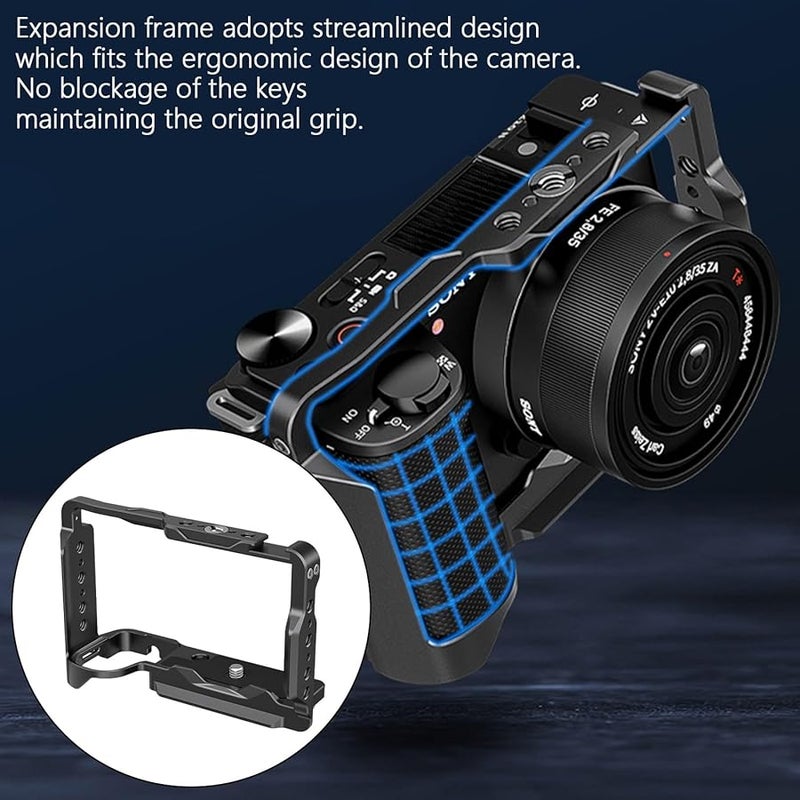 قفص كاميرا معدني فضي مثبت لسوني ZV E10 II مع حامل حذاء بارد وفتحات ملولبة - Image 3