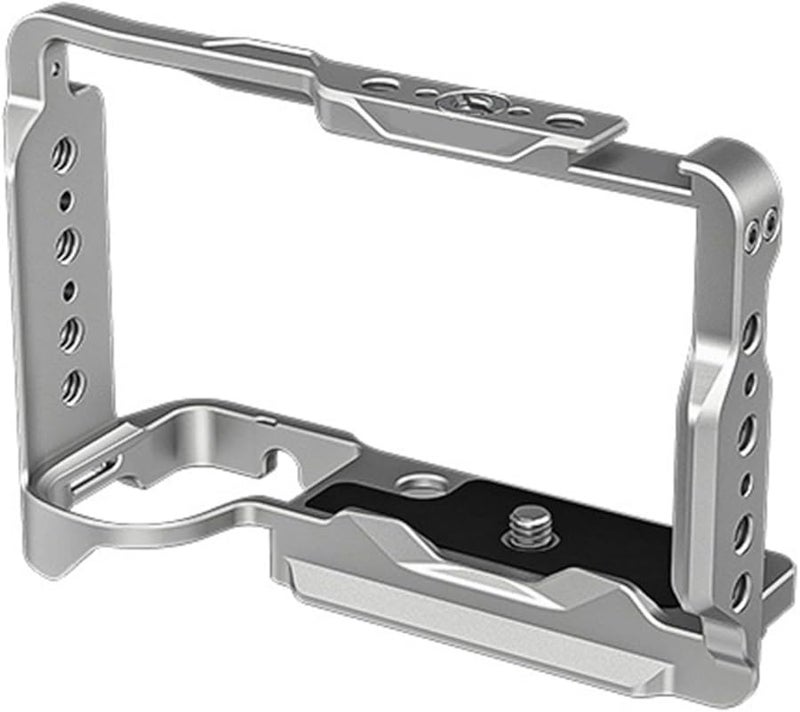 قفص كاميرا معدني فضي مثبت لسوني ZV E10 II مع حامل حذاء بارد وفتحات ملولبة - Image 2