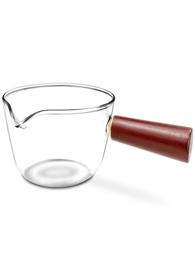 DOERDO DD DOERDO Clear Glass Pot Milk Pan with Wooden Handle 600ml Capacity Breakfast Cooking Pot Glass Cookware for Home Kitchen Open Flame Heating - Image 1