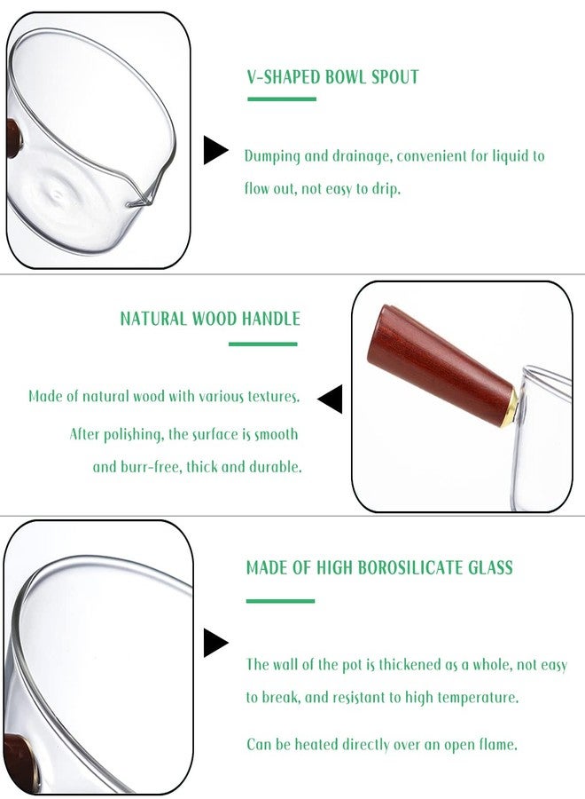 DOERDO DD DOERDO Clear Glass Pot Milk Pan with Wooden Handle 600ml Capacity Breakfast Cooking Pot Glass Cookware for Home Kitchen Open Flame Heating - Image 4