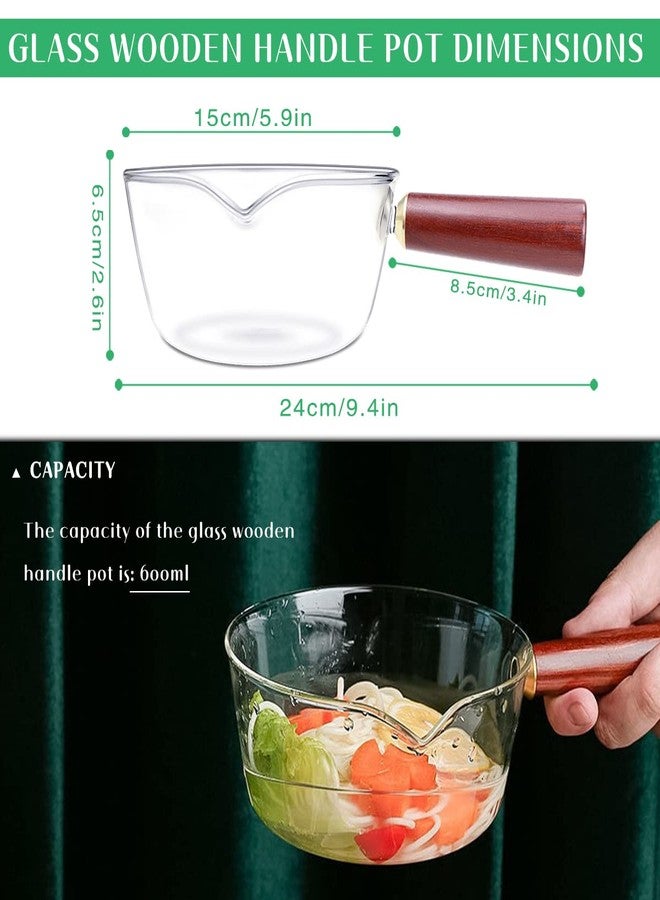 DOERDO DD DOERDO Clear Glass Pot Milk Pan with Wooden Handle 600ml Capacity Breakfast Cooking Pot Glass Cookware for Home Kitchen Open Flame Heating - Image 2