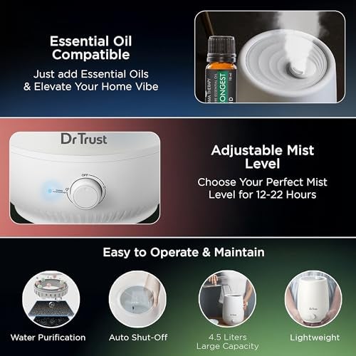 Dr Trust Luxury Cool Mist Room Humidifier for Adults and Baby Bedroom 4.5L - 907 - Image 4