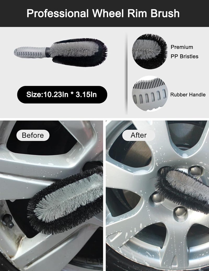 Juformin 10PCS Car Detailing Brush Set - Multi-Functional Brushes with Microfiber Suede Towel & Natural Cleaning Gel, Complete Car Interior & Exterior Detailing Kit - Image 5