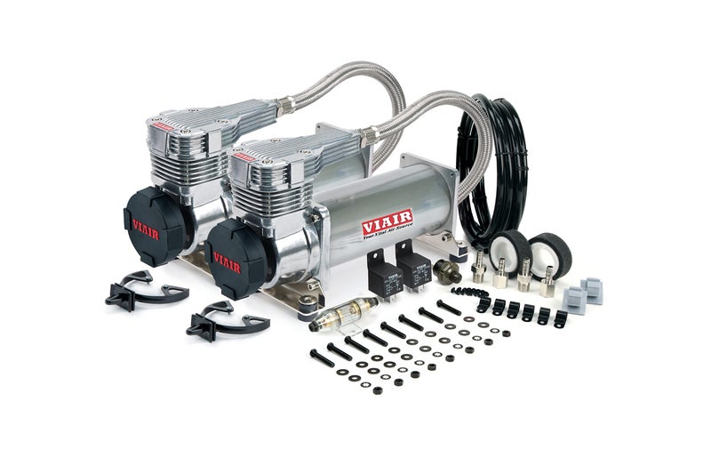 VIAIR 485C Dual Air Compressor for Air Suspension (2 Pack) 12V Continuous Duty Cycle Compressor for Air Tanks, Bags, Air Horns 200 PSI (Platinum) - Image 1
