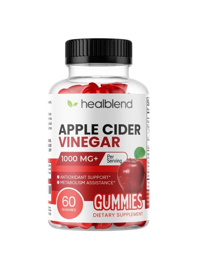 healblend فيتامينات هيلبليند من خل التفاح على شكل جومي 1000 ملغ لكل حصة - 60 حبة - فيتامين ب12، رمان وعصير الشمندر، خالي من الجيلاتين، خالي من الغلوتين، نباتي وغير معدل وراثيًا - Image 1