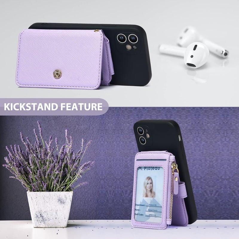 M-Plateau Phone Wallet Stick On, Credit Card Holder for Women Attachable 3M Sticker,Phone Card Holder Compatible with iPhone 14 pro case and Most Smartphones (Purple) - Image 4