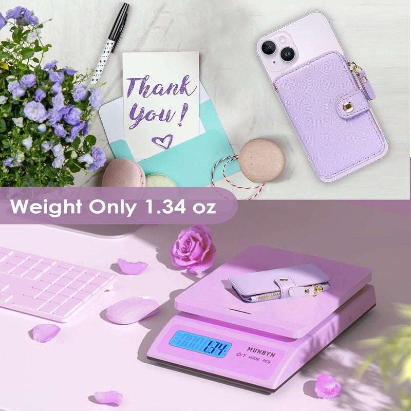 M-Plateau Phone Wallet Stick On, Credit Card Holder for Women Attachable 3M Sticker,Phone Card Holder Compatible with iPhone 14 pro case and Most Smartphones (Purple) - Image 5