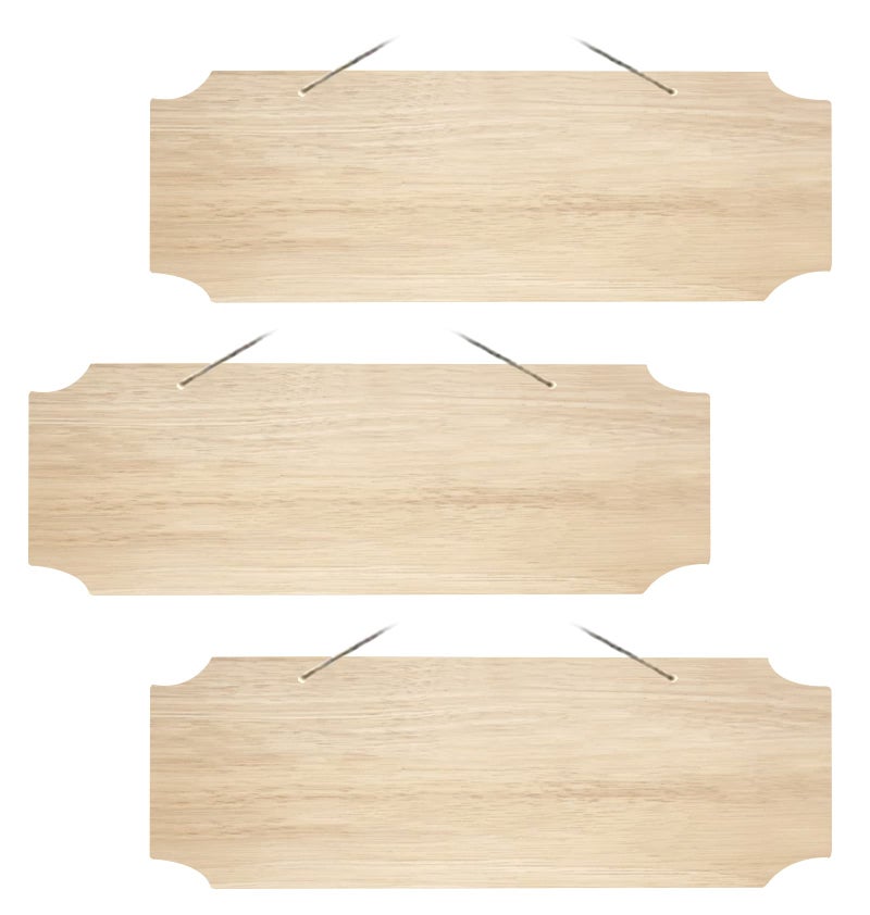 3Pack Blank Wood Sign for Craft Unfinished Hanging Wooden Board with Hole DIY Door Wall Decor Holiday Decoration
