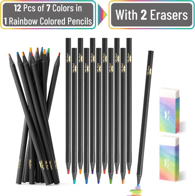 Mr. Pen- Rainbow Pencils, 12 Pack, 7 Color in 1 Rainbow Colored Pencil with Sharpener, Fun Pencils for Kids, Rainbow Pencils for Kids, Colored Pencils for Kids, Color Pencils for Kids - Image 2