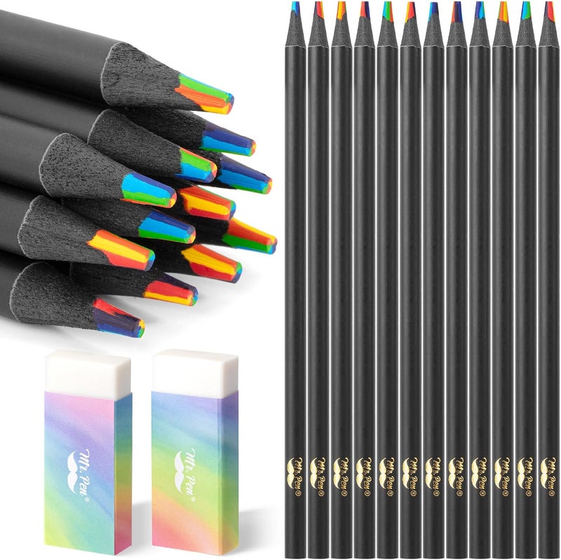 Mr. Pen- Rainbow Pencils, 12 Pack, 7 Color in 1 Rainbow Colored Pencil with Sharpener, Fun Pencils for Kids, Rainbow Pencils for Kids, Colored Pencils for Kids, Color Pencils for Kids - Image 1