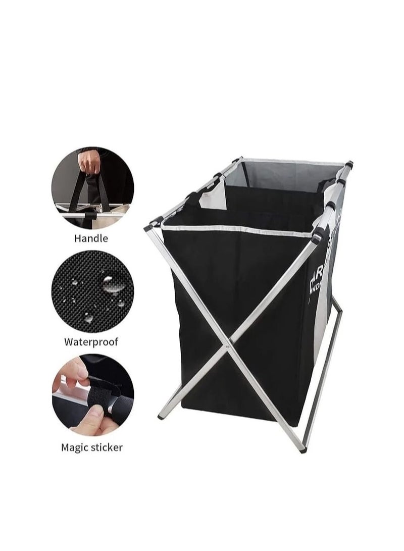 3-Section Laundry Hamper with Foldable Frame – Dark, Light & Color Clothes Sorter – Space-Saving Dirty Clothes Basket Organizer - Image 3