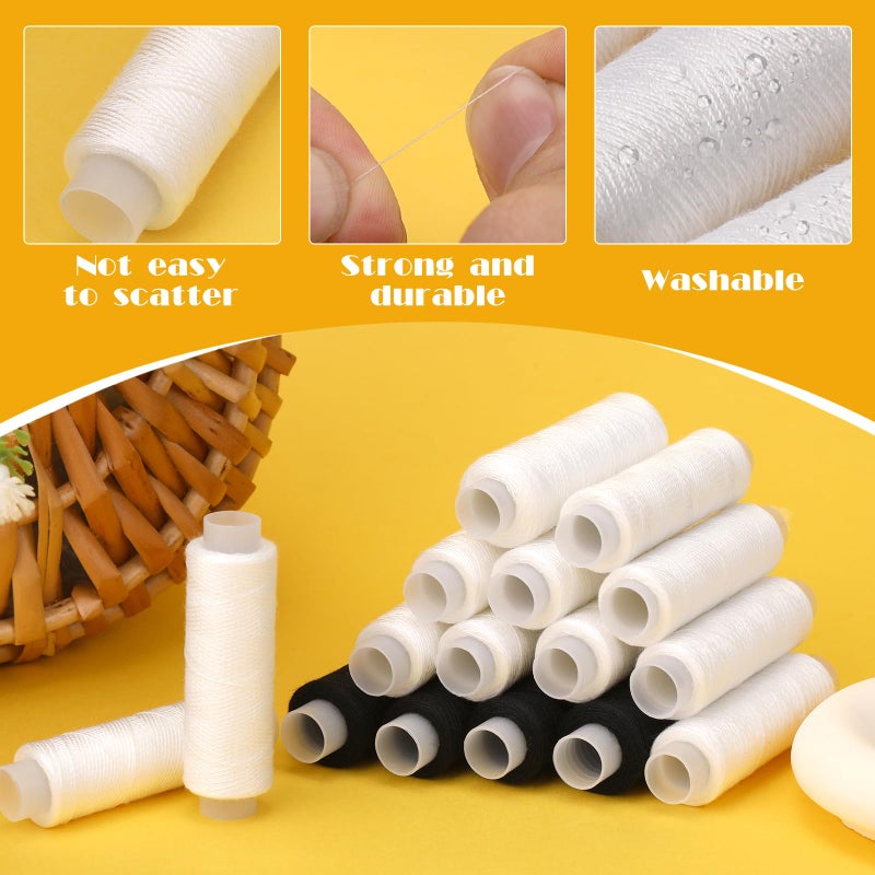 Zmaagg Thread For Sewing-1 Pcs Black And 1 Pcs White  200 Yards Per Roll Polyester Thread  Sewing String For Sewing Machine  Hand Stitching  Embroidery - Image 3