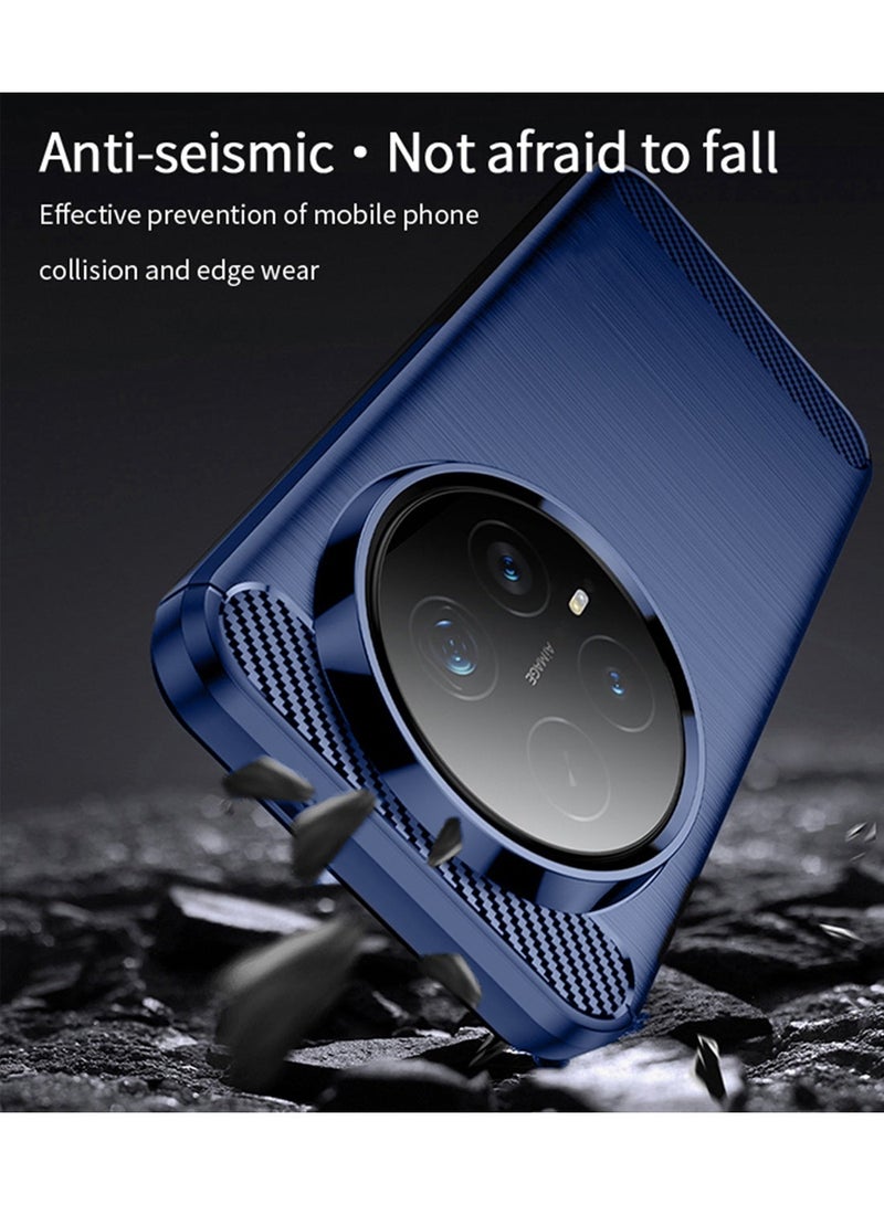 Wtech Honor Magic8 Pro 5G 2025 Silicone Brushed Texture Protective Case Cover (MCBPSN) - Navy Blue - Image 4
