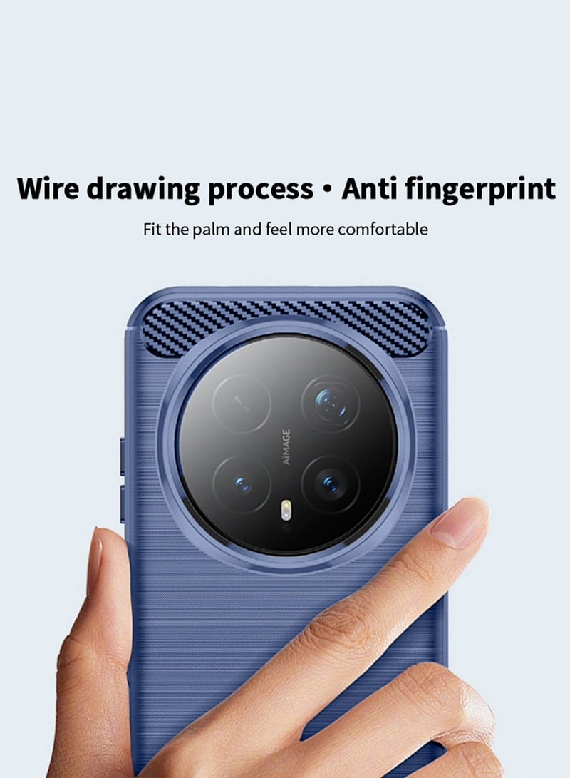 Wtech Honor Magic8 Pro 5G 2025 Silicone Brushed Texture Protective Case Cover (MCBPSN) - Navy Blue - Image 5
