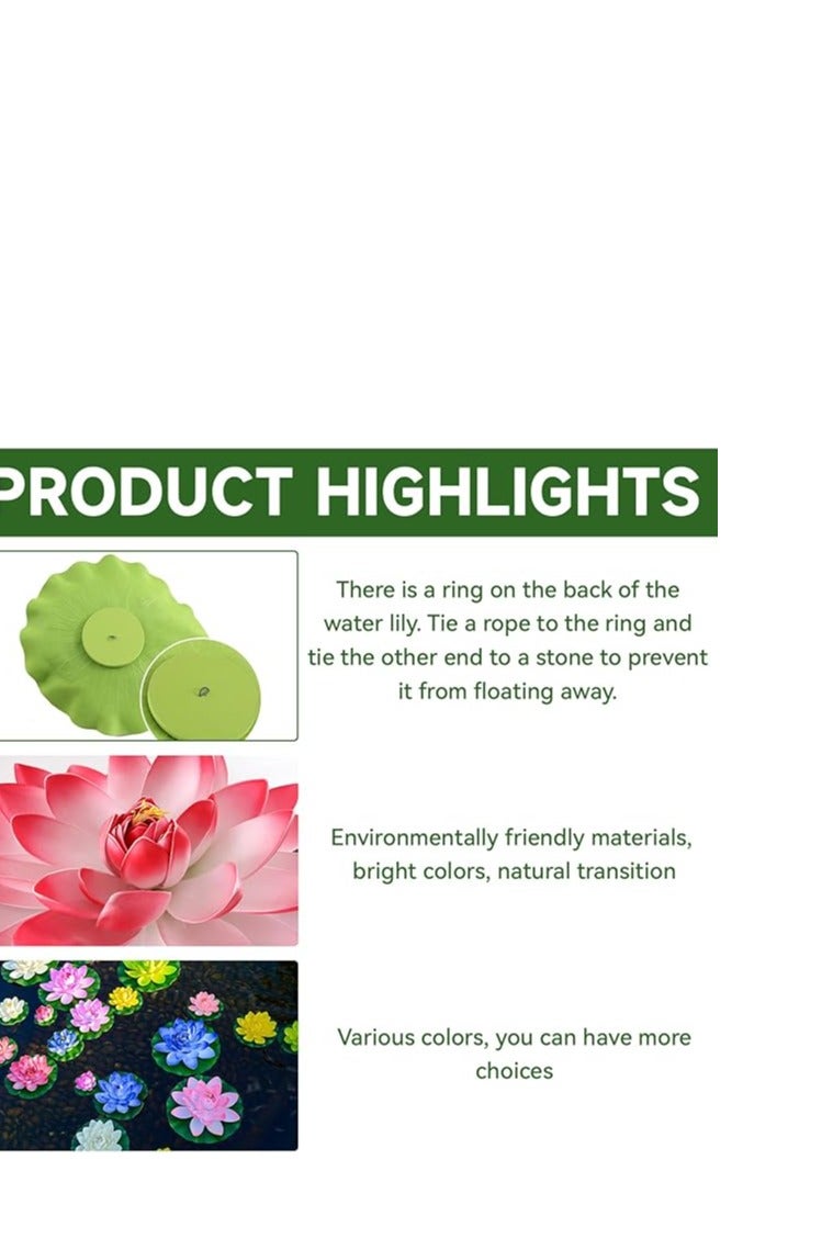 Pack of 6 Floating Flowers Artificial Water Lily Lotus Water Lily Plants 10 cm Swimming Plants Pond Plants for Aquarium Garden Pond Pool Garden Pond Decoration - Image 3