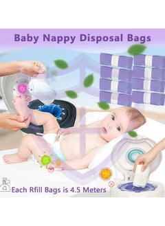 joybuy 8 Pieces Eco Friendly Nappy Bin Refull Bags, Diaper Pail Liner Disposal Refills Bags Smell Eliminator Bags Baby Diaper Bin Liners Nappy Pouches  - Image 2