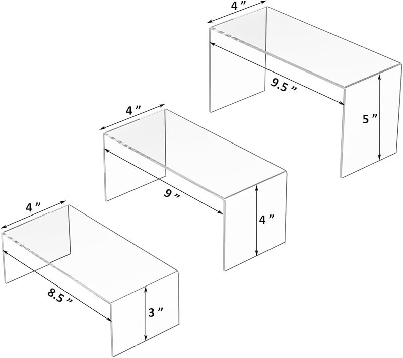 TPGP حاملات عرض أكريليك سيزانرابت 8.5x9x9.5 بوصة - 3 قطع حاملات عرض مستطيلة شفافة - Image 2