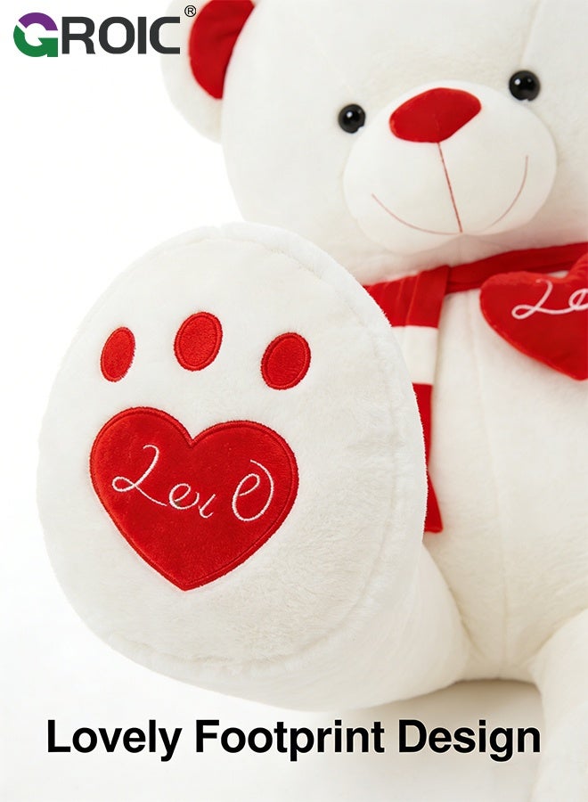 GROIC Giant Teddy Bear Soft Toy, 39" Large Stuffed Animal Big Soft Toys with Scarf and Footprints, Cuddly Stuffed Teddy Large Fluffy Teddies Plush Toy Gift for Kids Birthday Wedding Decorations (100cm) - Image 3