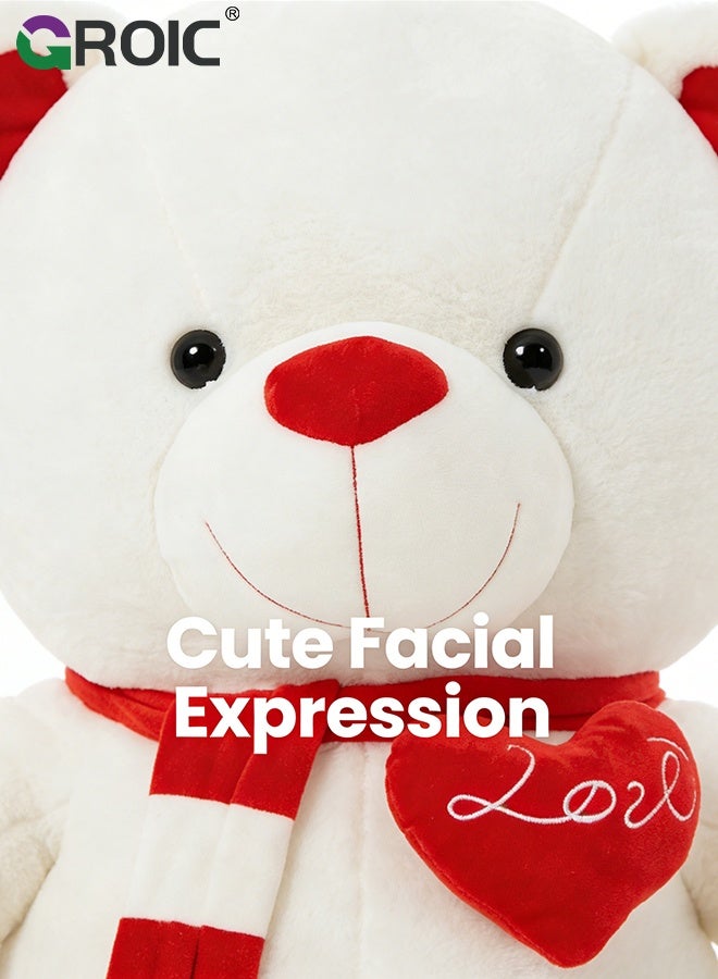 GROIC Giant Teddy Bear Soft Toy, 39" Large Stuffed Animal Big Soft Toys with Scarf and Footprints, Cuddly Stuffed Teddy Large Fluffy Teddies Plush Toy Gift for Kids Birthday Wedding Decorations (100cm) - Image 4