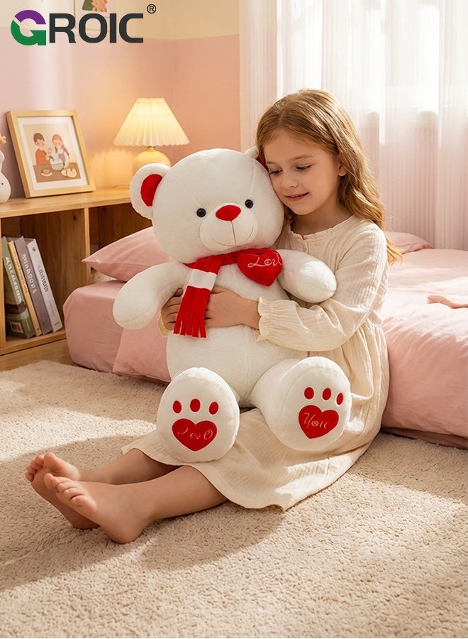 GROIC Giant Teddy Bear Soft Toy, 39" Large Stuffed Animal Big Soft Toys with Scarf and Footprints, Cuddly Stuffed Teddy Large Fluffy Teddies Plush Toy Gift for Kids Birthday Wedding Decorations (100cm) - Image 5