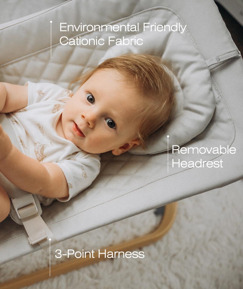 Fodoss Baby Bouncer, Portable Bouncer Seat for Babies, Ergonomic Design Baby Bouncer Chair, Baby Bassinet for Infants, Beige - Image 5